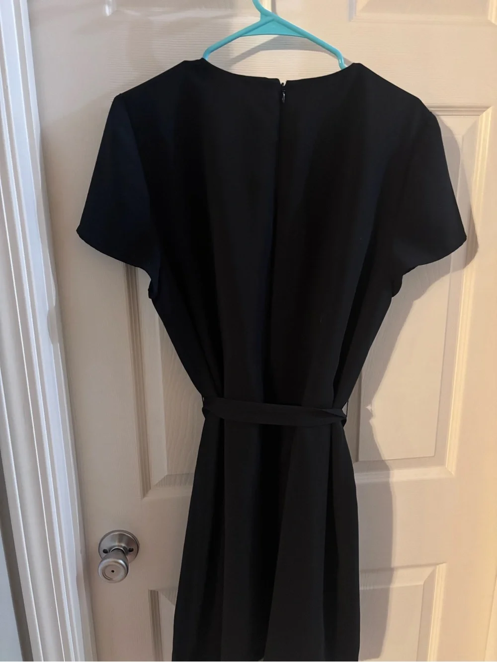 J. Crew Black Short-Sleeve Belted Dress